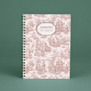 Carnet Elégant vintage brun clair toile de jouy