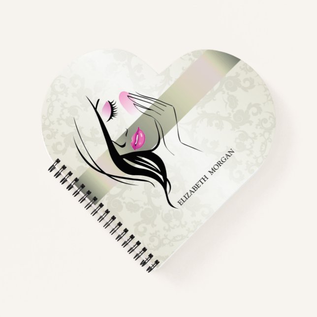 Carnet Élégant vintage, Chic, Dentelle, Silhouette fille (Devant)