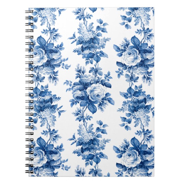 Carnet Elegant Vintage China Blue Roses (Devant)