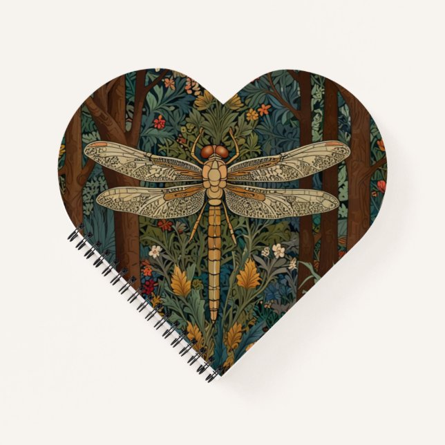 Carnet Elégant vintage dragonfly art boho chic botanique (Devant)