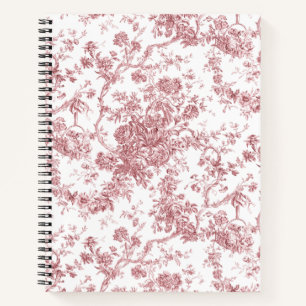 Carnet Élégant Vintage Français gravé Floral Toile-rose