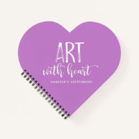 Elégant violet coeur monogramme Artiste Sketchbook