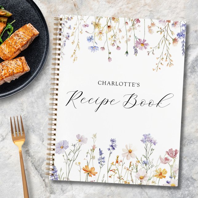 Carnet Elegant Watercolor Pretty Wildflower Garden Recipe (In situ)