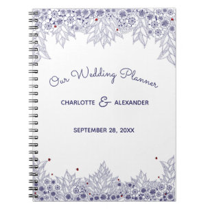 Carnet Élégant Wedding planner blanc bleu