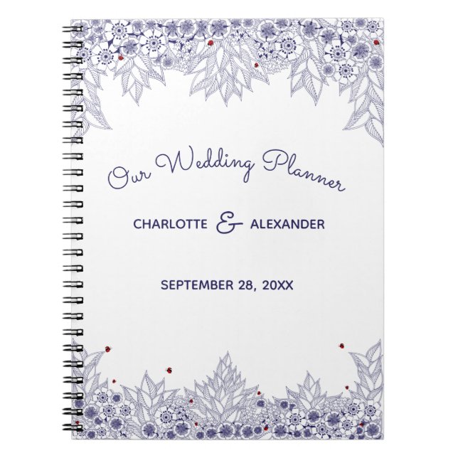 Carnet Élégant Wedding planner blanc bleu (Devant)
