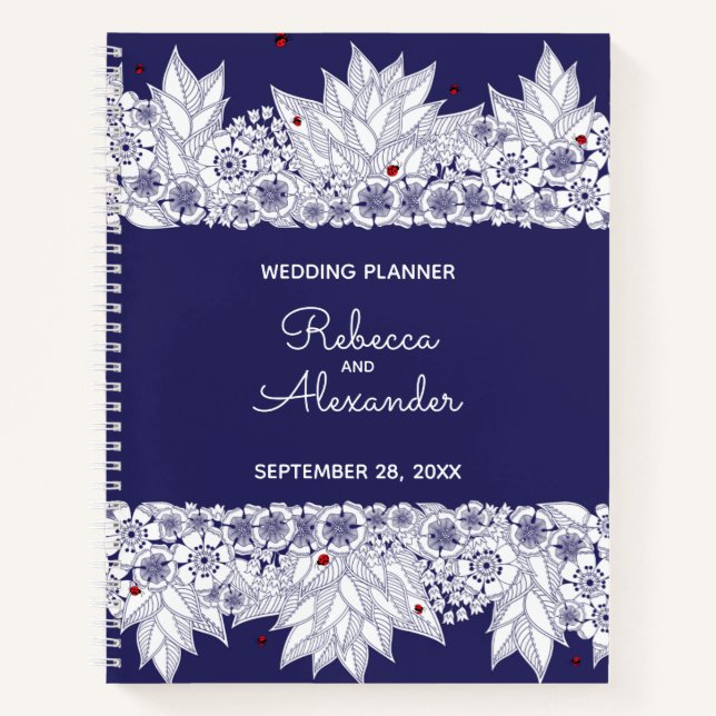 Carnet Elégant Wedding planner bleu blanc (Devant)