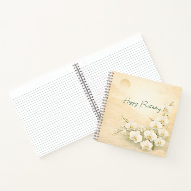 Carnet Elegant Yellow Orchid Birthday (Intérieur)