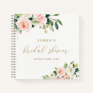Carnet Elégante aquarelle de couleur bleu floral Fêtes de