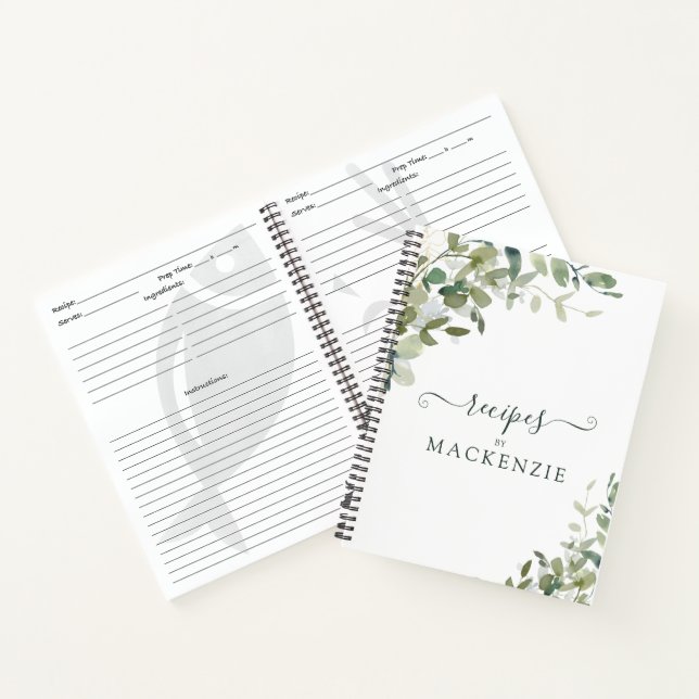 Carnet Elégante aquarelle Eucalyptus recette botanique (Intérieur)