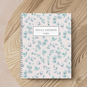 Carnet Elégante aquarelle Eucalyptus Recette personnalisé