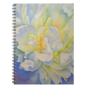 Carnet Elégante aquarelle fleurie de pivoine blanche