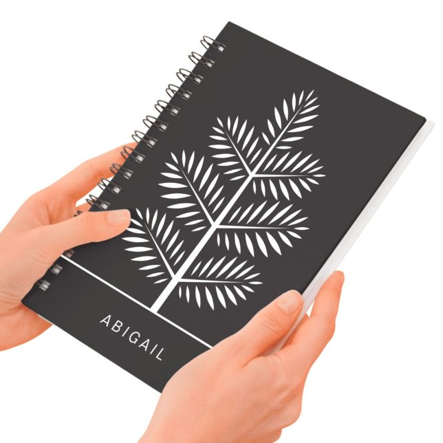 Carnet Élégante Branche Tropicale Botanique Noir Blanc (Créateur téléchargé)
