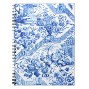 Carnet Élégante Chinoiserie Vintage bleue et blanche
