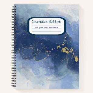 Carnet Élégante composition de l'encre d'alcool bleu or