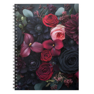 Carnet Élégante composition florale sombre avec des roses
