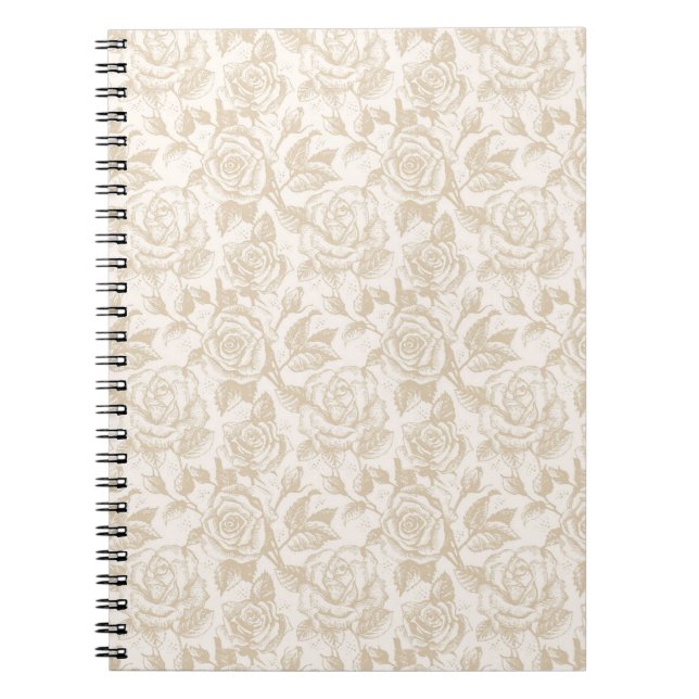 Carnet Élégante crème Rose Floral (Devant)
