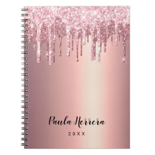 Carnet Elégante élégante rose cuivre gouttes parties scin
