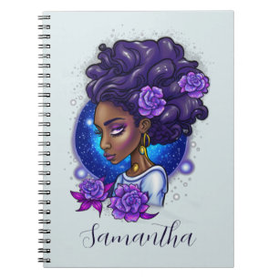 Carnet Élégante femme Afro Rose violette