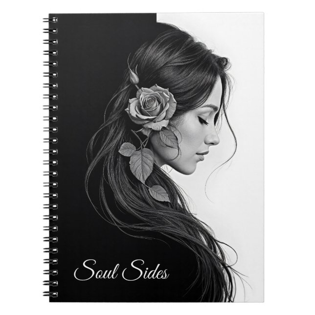 Carnet Elégante fille avec fleur en cheveux art moderne (Devant)