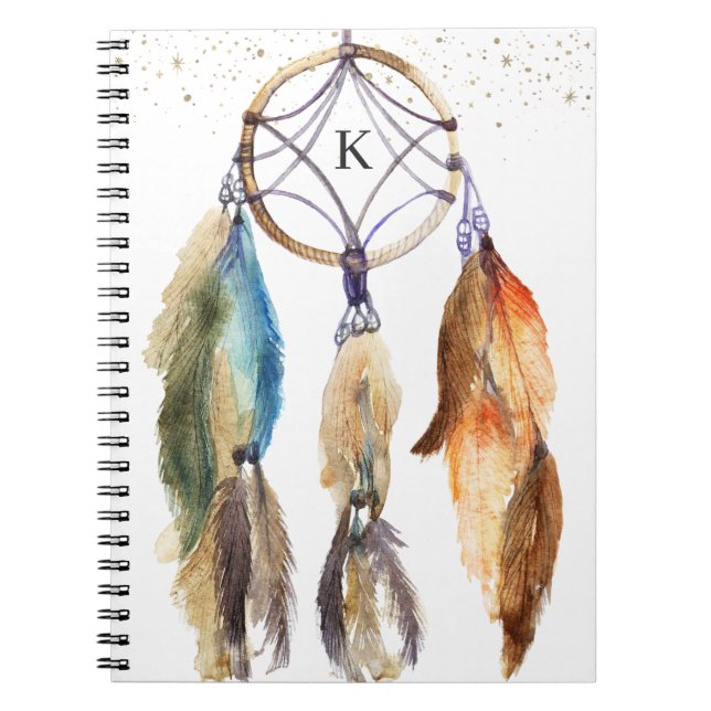 Carnet Elégante Fille Dreamcatcher Feather personnalisée (Devant)