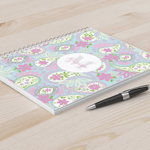 Carnet Élégante fille rose preppy Paisley Imprimer Motif