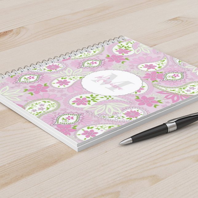 Carnet Élégante fille rose preppy Paisley Imprimer Motif (Créateur téléchargé)