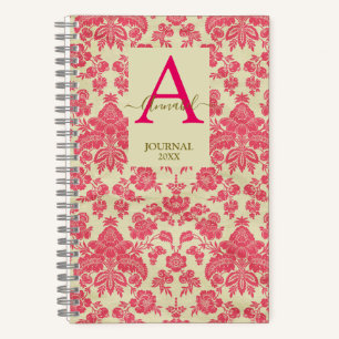 Carnet Elégante framboise damassé inspiré à motif Noteb