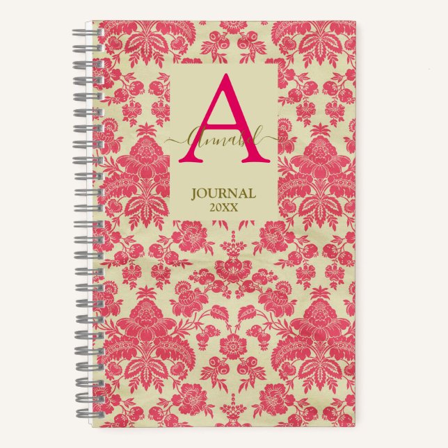Carnet Elégante framboise damassé inspiré à motif Noteb (Recto)