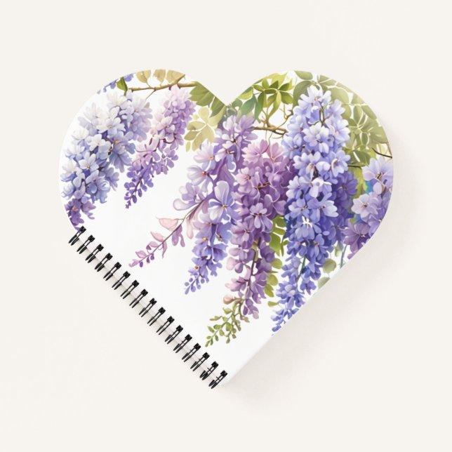 Carnet Elégante glycine violette d'aquarelle violet fleur (Devant)