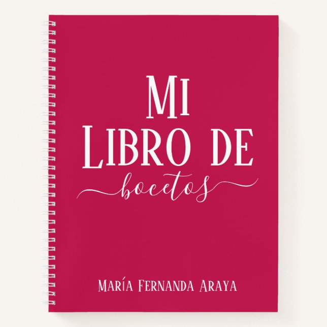 Carnet Elegante libro de bocetos fuscia regalo para ella (Devant)