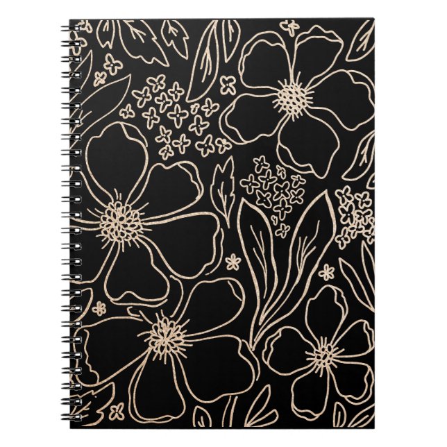 Carnet Elégante ligne dorée fleur motif iPad air cove (Devant)