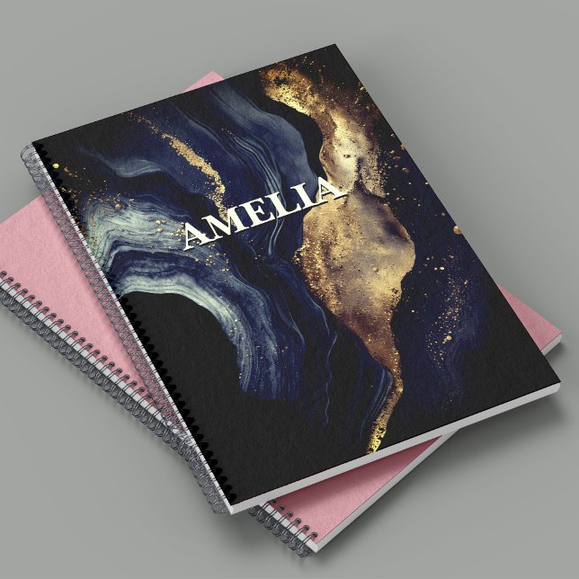 Carnet Elégante marine marbre art faux or parties scintil (Créateur téléchargé)