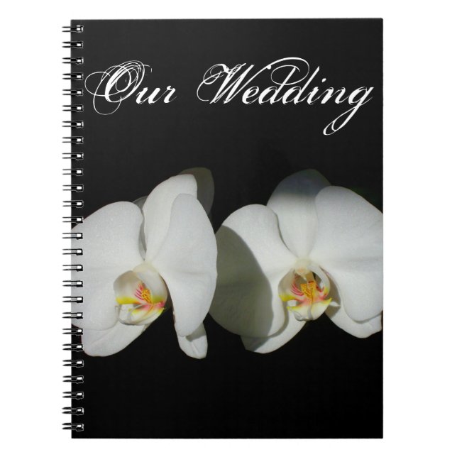 Carnet Elégante orchidée noire blanche florale romantique (Devant)