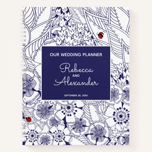 Carnet Elégante planification de Mariage Bleu Blanc (Devant)