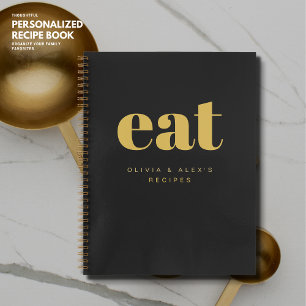 Carnet Élégante recette Bold Classic Black et Gold Blank 