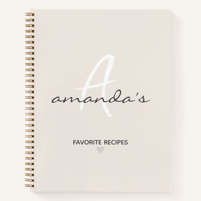 Carnet Élégante recette minimaliste de beige (Devant)