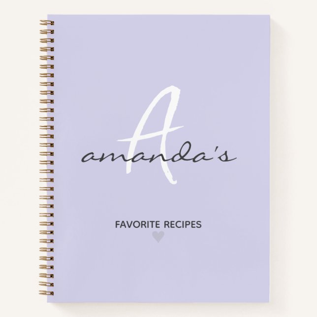 Carnet Élégante recette minimaliste violet clair (Devant)