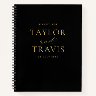 Carnet Elégante recette simple noire et or nouvellement m