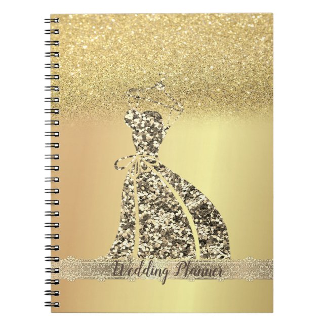 Carnet Élégante  Robe, Paillettes dorées, Dentelle (Devant)