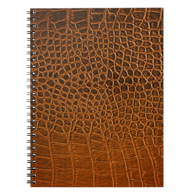Carnet Élégante texture en cuir de crocodile marron. (Devant)