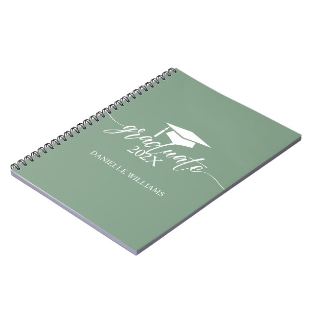 Carnet Élégante Typographie Blanche Sur Sage Green Arrièr (Côté gauche)