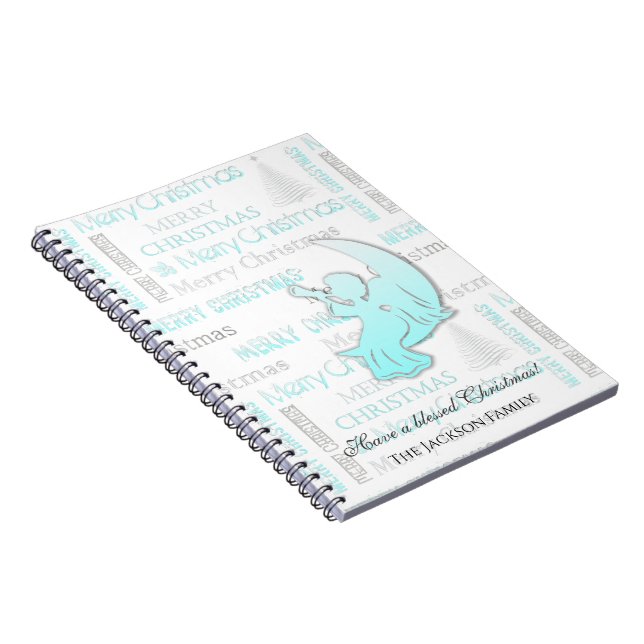 Carnet Élégante typographie de Noël Turquoise et Argent (Côté Droit)