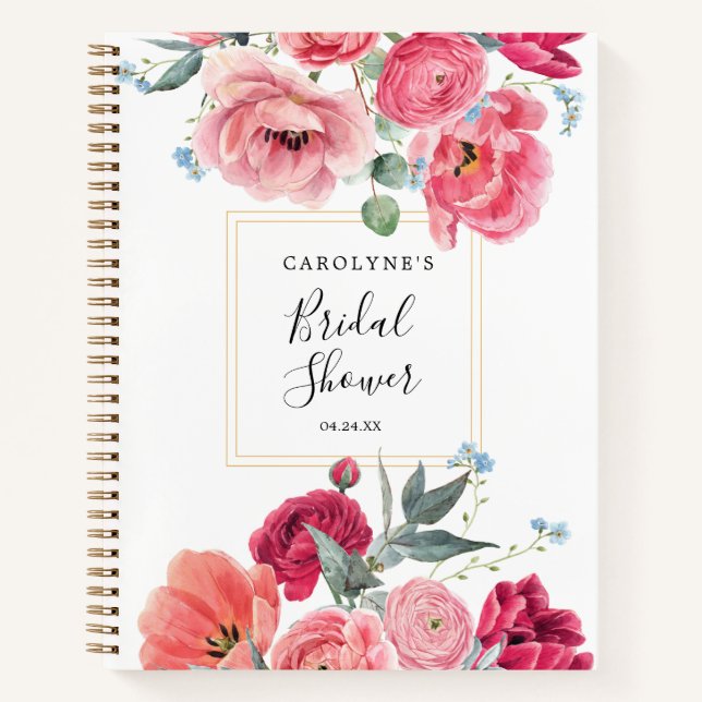 Carnet Élégantes pivoines françaises aquarelle personnali (Devant)
