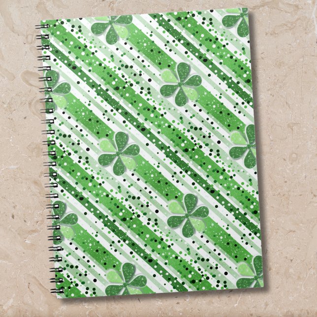 Carnet Élégantes rayures vertes et blanches Shamrock Pail (Créateur téléchargé)