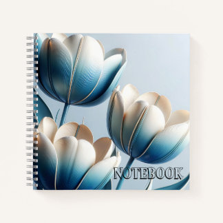 Carnet Élégantes tulipes bleues et blanches