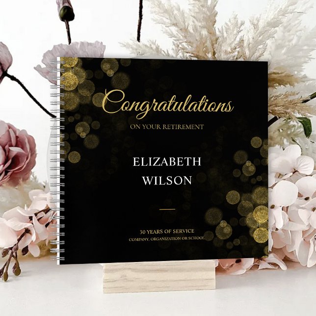 Carnet ElegantScript Retraite Party Gold Confetti Invité (ElegantScript Retirement Party Gold Confetti Guest Notebook)