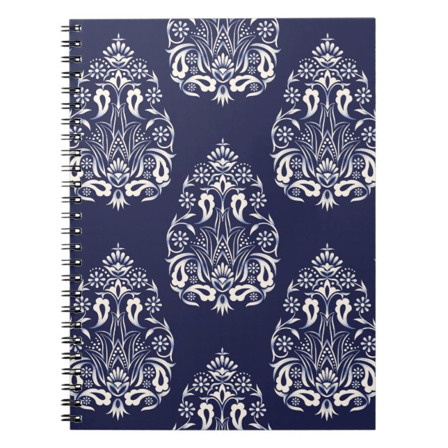 Carnet élément motif transparent damassé bleu (Devant)