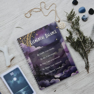Carnet Elemental Balance Purple Night Sky Pagan Prayer
