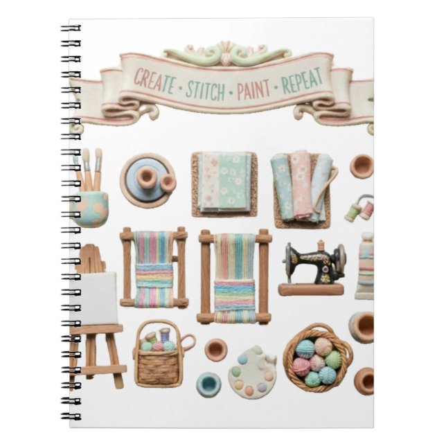 Carnet Éléments d'arts, d'artisanat et de couture mignons (Devant)