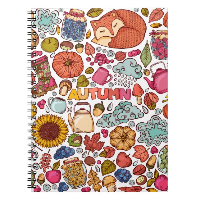 Carnet Eléments d'automne mignons tirés à la main (Devant)